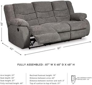 Modern Smart Ergonomic Electric Pull Tab <strong>Reclining</strong> <strong>Sofa</strong> with Remote Control Three Seat Fabric Eco-Friendly Dark Gray Living Room - Product Image 3