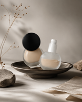 Flacon de lotion en verre givré plat et rond personnalisable de 30 ml avec base épaisse et bouchon à pompe