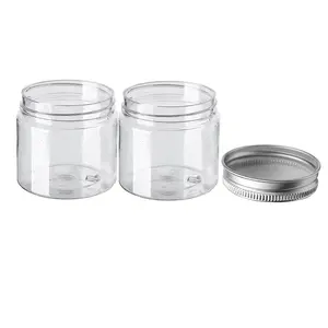 food packaging 20ml 30ml 60ml 100ml 150ml 200ml 250ml 300ml clear pet plastic cosmetic cream jar with aluminum lid