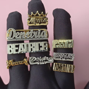 Bague personnalisée en or plaqué 3D avec nom gravé pour femme et homme, bagues avec lettres personnalisées pour cadeaux - Product Image 2