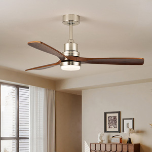 Ventilador de techo de madera maciza de estilo vintage con 3 aspas, motor de cobre, regulación gradual de la intensidad para sala de estar y comedor - Product Image 1