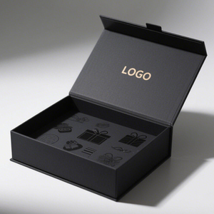 Caja Magnética Negra de Lujo para Embalaje al por Mayor OEM, con Logotipo Personalizado, Caja de Regalo Rígida de Cartón Reciclable con Imán - Product Image 1