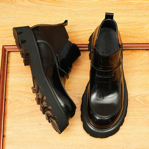 Bottes courtes en cuir pour homme, style rétro britannique, rehaussantes, nouvelle collection 2026, haut de gamme, pour l'hiver - Product Image 5