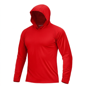 เสื้อฮู้ดแขนยาวสีส้มสำหรับผู้ชาย UPF 50 แห้งเร็ว เหมาะสำหรับตกปลา สีพื้น แบบสวมหัว - Product Image 2