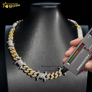 Cadena Cubana de Plata 925 de Alta Calidad con Incrustaciones de Moissanita VVS de 15 mm, Estilo Barber, Joyería Hip Hop - Product Image 4