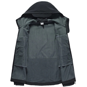 Giacca Casual da <span class=keywords><strong>Uomo</strong></span> in Tessuto Softshell con Cappuccio, Antivento e <span class=keywords><strong>Impermeabile</strong></span>, Stile Bomber Tattico - Product Image 4