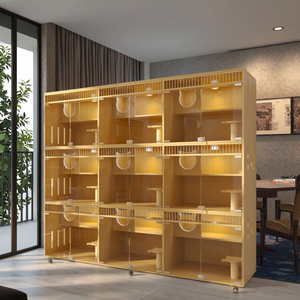 İç mekan kullanımı için şeffaf cepheli Premium büyük modüler ahşap kedi evi - Product Image 5