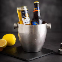 Seau à glace classique professionnel 5,0 L en argent pour bars - Vaisselle personnalisée en acier inoxydable pour vin, bière et service