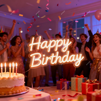 Pas de quantité minimale de commande joyeux anniversaire LED acrylique enseigne au néon suspendu LED publicité fête décoration de la maison personnalisé néon lumière