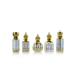 Luxury Golden Arabic Essential Oil Perfume Glass Bottle With Glass Stick