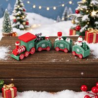 Train de Noël en bois peint, jouet créatif pour enfants, ornement de festival, décoration de Noël, coffret cadeau, vente en gros