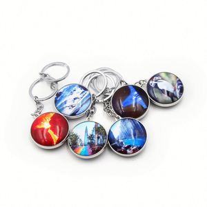 Personalized Logo Dome Crystal Circle Keychain Custom Printed Glass Keyring - Product Image 2