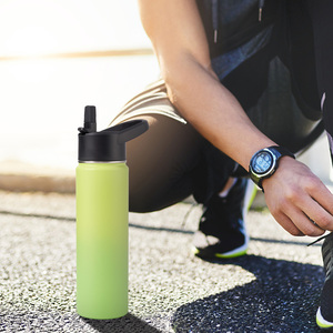 24oz Portable Insulated Water <b>Bottle</b> BPA Free Carry Handle Sweat Free Coating Outdoor Camping Hiking Stainless Steel <b>Thermos</b> - Product Image 1