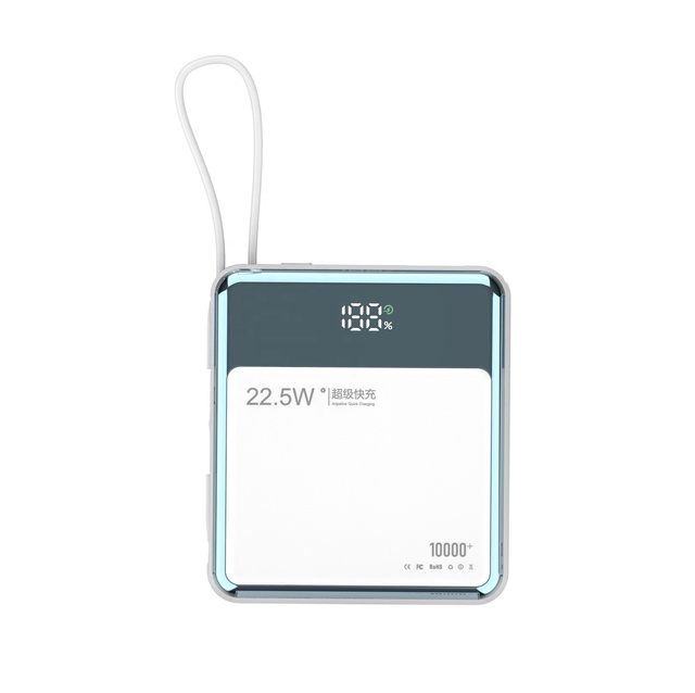 New Design 10000mAh Charger Portable 20W Fast Charger Slim With LED Display Double Cable for Android iPhone 14 15 Power Bank