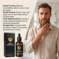 Prêt à expédier EAST MOON Huile concentrée pour la croissance et la nutrition de la barbe 30 ml avec formule non grasse pour hommes 1 oz