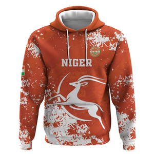 Camiseta conmemorativa del equipo de fútbol <span class=keywords><strong>Champion</strong></span> Niger, Sudadera con capucha naranja con estampado irregular de ciervo blanco con forro para hombre - Product Image 1