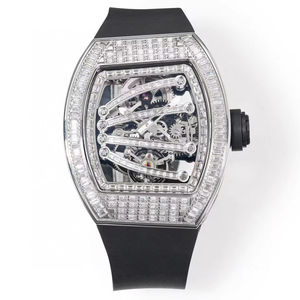 Montre mécanique automatique de sport de luxe de haute qualité avec tourbillon incrusté de diamants, bracelet en caoutchouc, résistante à l'eau, cadran à aiguilles - Hip Hop - Product Image 1