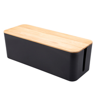 Organisateur de cordon en bambou élégant de sécurité CHICON cache la boîte de rangement en plastique de gestion de câble d'alimentation avec couvercle de protection