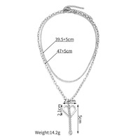 Collier double couche tendance avec pendentifs cœur ajourés uniques, accessoires chics en acier inoxydable, bijoux de mode 2026 TGXL14772