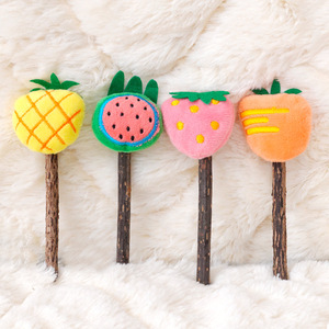 Bâtonnets à mâcher pour chat en forme de fruit, jouets de dentition à la catnip, lot de 4, jouet d'intérieur pour animaux de compagnie, en matériau Woody Smartweed - Product Image 2