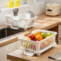 Égouttoir à vaisselle en plastique pour comptoir de cuisine, égouttoir à vaisselle grande capacité avec porte-couverts, organisateur de cuisine