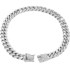 Luxury <strong>Tactical</strong> 15mm Diamond Gold Silver <strong>Dog</strong> <strong>Collar</strong> Solid Metal Cuban Link Chain with Alloy Jewelry Accessories - Product Image 1