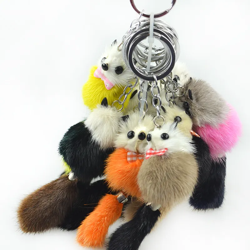 Kawaii 미니 여우 모양 봉제 열쇠 고리 동물 열쇠 고리 지갑 배낭 핸드백 펜던트 판촉 선물