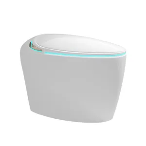 Toilettes modernes en forme d'œuf allongées avec bidet automatique, toilettes intelligentes avec veilleuse pour salle de bain