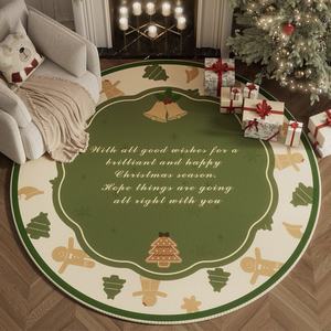 Tapis rond en fausse laine motif renne de noël confortable parfait pour salon canapé Table basse décor à la maison de vacances - Product Image 1