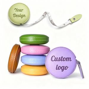 Règle souple rétractable automatique double face en cuir PU avec logo personnalisé, pour mesurer les vêtements, mini ruban à mesurer en cuir - Product Image 1