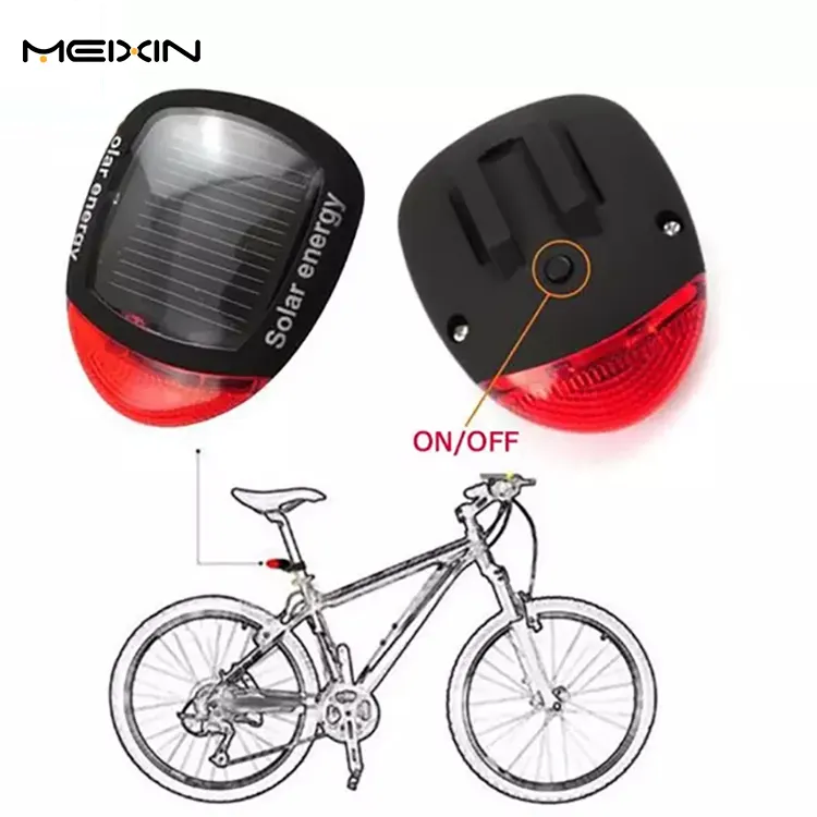 Meixin Solar Energy Mtb Waterproof Led Bike Accessories Rear Lamp Warning Bicycle Tail Light For Night Riding Safety