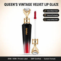 Teinte à lèvres en velours rétro à marque privée, gloss hydratant végétalien, maquillage waterproof personnalisé avec logo, vente en gros, faible MOQ