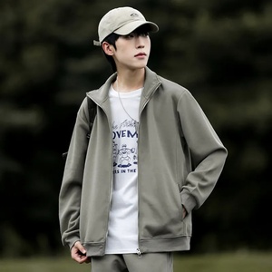 Veste en coton brodée sportive d'automne pour l'extérieur, entièrement zippée, avec logo personnalisé, double face, col montant et fermeture éclair - Product Image 4