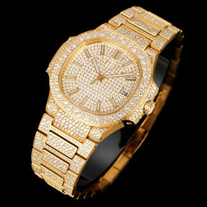 Montre mécanique Gold Star Modèle 2026, produit phare, entièrement sertie de diamants, haute qualité, style Hip Hop, affichage de la date, lunette octogonale - Product Image 2