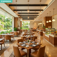 Ensemble de mobilier de restaurant moderne en bois personnalisé pour café, tables et chaises pour hôtel, banquette et canapé pour salle à manger