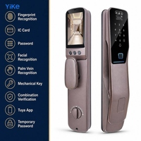 Kunci Pintu Video Pintar dengan Sensor Sidik Jari, Casing Aluminium Alloy, dan Panel Kaca Tempered untuk Pintu Masuk Vila Premium