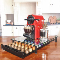 Porte-capsules de café Nespresso, en acier inoxydable, verre trempé, 40 pièces, porte-capsules avec tiroirs