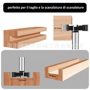 Mèches de toupie de surface Spoilboard tige de 1/2 ", embouts de raboteuse à 4 cannelures à pointe en carbure, diamètre de coupe de 2". Coupe Flycutter pour aplatir et raboter les plaques - Product Image 3