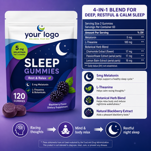 Gomitas Botánicas Naturales para Dormir, Apoyo Suave para el Bienestar al Dormir, Calma la Mente, Noche Reparadora, Sabor a Mora, Gomitas para Dormir para Adultos - Product Image 3