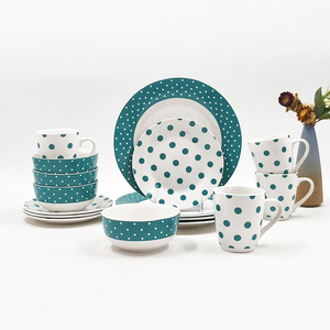 Juego de vajilla de cerámica de porcelana blanca de hueso nuevo de 16 piezas - Product Image 1