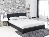 Nouveau design, cadre de lit de luxe en cuir pour lit King, Queen, Double ou Full Size, avec tête de lit haute et lattes en bois réglables.
