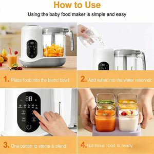Robot culinaire automatique 400W pour bébé, mixeur électrique multifonction pour aliments solides, broyeur, chauffant, sans BPA, capacité 1,2L - Product Image 3