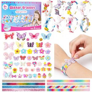 Whimsical <b>Bow</b> Making Set Kids DIY Hairbands <b>Clips</b> Butterflies Flowers Stickers Craft Birthday Gift Box Wholesale - Product Image 2