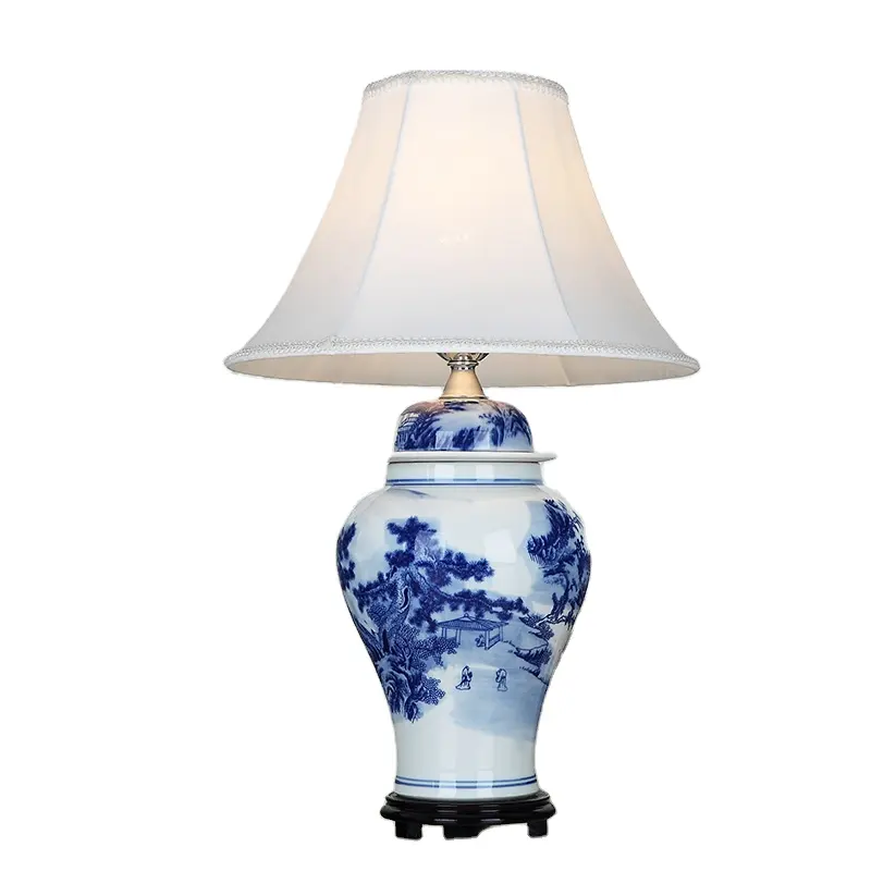 Commercio all'ingrosso di ceramica vaso di zenzero lampada fornitore della cina diretta classic lampada da tavolo blu e bianco della porcellana lampade da tavolo in ceramica