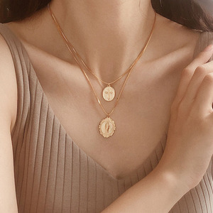 Colar de pingente virgin maria, joias religiosas, cruz, colar duplo - Product Image 3