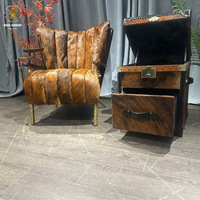 Fauteuil d'appoint style Mid-Century à imprimé tigre, structure en bois massif, fauteuil lounge rétro pour salon, bureau ou balcon