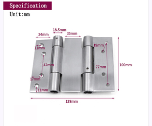 ソフトクローズ機能付きモダンステンレススチール製スイングヒンジ（カフェ、サルーン、バー、ゲート用）自動閉鎖ダブルアクションスプリング双方向機能 - Product Image 2