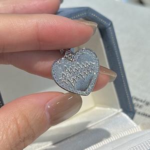 Pendentif en argent pur S925 en forme de cœur, design simple et tendance, vintage, avec zircon, bijoux en or, matériau principal - Product Image 1