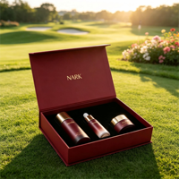 Boîte cadeau magnétique personnalisée de style livre rouge vin avec estampage à chaud et insert en EVA pour ensemble cosmétique et soins de la peau, emballage de luxe
