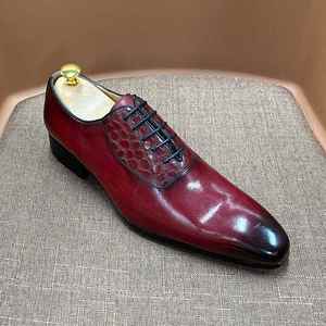 Chaussures Oxford en cuir véritable à lacets, motif écossais, décontractées et habillées, pour mariage, fête, bureau, chaussures de mode - Product Image 6